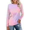 Kvinnors T-skjortor 2023 Fashion Shirt 3D Print Gradient Mönster Toppar O-Neck Pullover Långärmad Y2K-kläder för flickor Sweatshirt