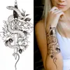 Tattoo boeken zwarte bloem roos waterdichte tijdelijke vogel slang sexy lichaam arm been gem henna mode grote nep mouw sticker 231113