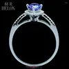 Klusterringar Helon Solid 10K White Gold Pear Cut 0,9ct Tanzanite Diamonds Engagement Wedding Ring for Women Birthday Anniversarry