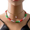 Christmas necklace cartoon Santa Claus snowflake Christmas tree multi-layer beaded necklace