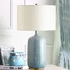 Tischlampen Chinesische Blaue Keramikvase Lampe Klassische Einfache Weiße Tuch Kupfer Wohnzimmer Schlafzimmer Dekor LED E27 Schreibtischleuchte