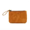 Wallets Vintage Men's And Women's Genuine Leather Purse Pickup Bag Grocery Shopping Cow Zipper Card Position Cute Wallet