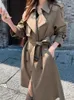 Rów damskich Coats Autumn Streetwear Lose brązowy płaszcz Masowe koreańskie eleganckie czarne kobiety kurtka wiatrówka kategoria podwójna piersi Chicl231113