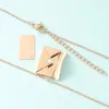 Ketens 10 stks/lot spiegel Poolse roestvrijstalen afneembare envelop hanger Creative Love Letter ketting