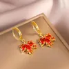 Hoop Earrings Fashion Trendy Creative Red Crystal Pendant For Women Elegant Temperamental Girls Daily Wear Jewelry