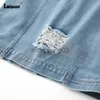 Vestes Femmes Femmes Sexy Ripped Denim Veste Creux Out Paillettes Demin Vestes Vaqueros Mujer 2021 Simple Boutonnage Top Manteaux Jean Manteaux J231113