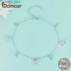 Anklets Bamoer 925 Sterling Silver Seastar och Shell Pendant Anklet Simple Chain Foot Jewelry for Women Platinum Plated Summer Jewelry Q231113