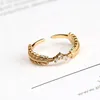 Pierścienie klastrowe Vianrla 925 Srebrna biżuteria z piór cyrkon Pierścień Pierścień Symbol Pokoju 18K Gold Otwarte dla kobiet