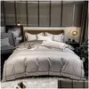 Bedding Sets Bedding Sets Embroidery Set Egyptian Cotton 600Tc Silky Quilt Er Soft Duvet Luxury Flatfitted Bed Sheet Pillowcases 22 Dr Dhmit