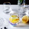 Tubllers Jo Life Geometria Whisky Glass Diamond Złota obręcz Przezroczysty kryształowy kubek kubek kawy Milk Tea Mub 230413