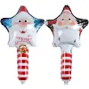 24Inch Inflatable Christmas Balloons Decorations Hand Holding Foil Ballons Stick Party Home Decor Santa Claus Snowman Deer Xmas Kids Globos 1113