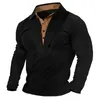 Camisas casuais masculinas moda primavera e outono botão de manga comprida cor sólida homens pacote camiseta grande alto masculino