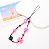 DIY Cell Phone Case Charm Chain Anti-Lost Wrist Straps Handmade Bracelets Acrylic Lanyard Butterfly Keychain Beaded Colorful Hanging Cord Universal