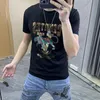 メンズTシャツデザイナーサマーニュースリムフィットタイガーショートスリーブTシャツメンズトレンドラウンドネックハーフスリーブTシャツファッショントップアンダーレイ