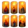 Velas perfumadas Jesus Cristo Candles Lâmpada Led Tealight Pilar romântico Bateria de luz criativa Operado por Candle Electronic Candles Home P230412