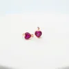 Dangle Earrings 585 Purple Gold Plated 14K Rose Exquisite Ruby Heart For Women Shiny Small Ear Buckle Party Jewelry Girlfriend