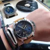 Paneri Watch Movement ZF-Factory Mechanical Swiss Sapphire 자동 미러 크기 44mm 수입 된 Cowhide Watchband