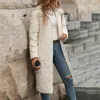 Trench da donna Collo in pelliccia Cappotto oversize con motivo a rombo Giacche Parka lungo Tasca Cappotto in cotone caldo femminile monopetto