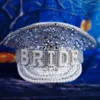 Berets Hand Beaded Sequins Captain Hat Shimmering Crystal For Bride Wedding Props Encrusted Layers Pearls Costume