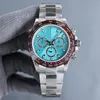 Blauw dhgate heren horloge automatisch mechanisme 40 mm luxe 904L roestvrijstalen riem vouwen buckle mode lumineuze kosmograaf waterdichte ontwerper 011 horloge