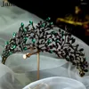 ヘアクリップJanevini Green Rhinestone Bronzed Bridal Tiaras Beaded Headed Headbands for Linestones Crystal Wedding Jewelry Ornaments