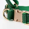 Hundhalsar Leases Loudik Luxury Leather Dog Harness and Leash Set ID Name Tryckt Inget drag justerbart litet medelstora stort husdjursledningar grossist 231110