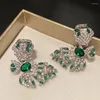 Stud Earrings Fabulous Green Gem Butterfly For Women Elegant Niche High-end Baroque Vintage Insect Banquet Classic Pierced