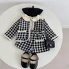 Clothing Sets Baby Long Sleeve Clothes Set Infant Girl Plaid Cardigan Skirts 2pcs Suit Kids Coat Princess Toddler Outfits