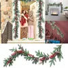Fiori decorativi Ghirlanda di Natale artificiale da 5,1 piedi con ghirlande rustiche di bacche rosse per la porta d'ingresso Ghirlanda multistagionale piccola