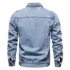 Men's Jackets Men Light Blue Denim Jacket Fashion Motorcycle Jeans Oversized Casual Black