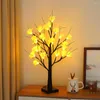 Night Lights 24 LED Flower Tree Lamp USB Battery Dual Use For Home Decoration Creative Potted DIY Table Christmas Holiday Gifts
