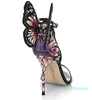 2023 sandals patent leather high heel buckle Rose solid butterfly ornaments Webster SANDALS SHOES colourful size 34-42