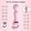 Vibratörler Güçlü 2'de 1 AV Vibratör Kadın Sihirli Değnek Klitoris Stimülatörü USB Şarj 20 Mod G Spot Masaj Seks Oyuncakları Dildo Kadınlar İçin 231113