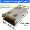 Lighting Transformers AC 110V/220V to DC 12V 30A 360W Universal Regulated Switching Power Supply Adapter LED Driver for LED Strips CCTV Camera System Radio usalight