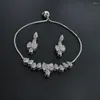 Ensemble collier et boucles d'oreilles pour femmes coréennes, couleur argent, tendance, Bracelet, cadeau de fête, bijoux, vente en vrac, noël, 2023, E033-S033