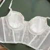 Camisoles Tanks High Street Women's Camisole Fashion Embroidered 3D Petal Bustier Bra Croped Tops Female Thin Underwear 230412