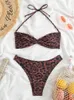 Kobiety bikini -thong w damskim strojach kąpielowych 2023 Lampart Swimsuit seksowna kantar Koronki Up Bikini Set żeńska plaża Kąpiel Kąpiec