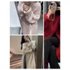 Pulls pour femmes Automne Minceur Femme Chic Jumper Midi-Sweat Long Side Split Femme Robe Tricotée Pull O-Cou Solide Vêtements Lâches