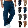 Pantalon Cargo pour hommes, taille élastique, multi-poches, ample, travail de Combat, plein air, Fitness, sport décontracté, M-4xl