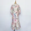 New sleeved dress small crew neck with colorful graffiti print party long dress2263