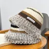 Wide Brim Hats Bucket Hats Winter thick wool plush knit hat girl face small fisherman hat big head circumference warm wool hat