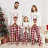 Family Matching Outfits 2023 Cartoon Christmas Print Pajamas Two Pieces Set Long Sleeve Top Elastic Pants Adults Kids Baby Parentchild Outfit 231113