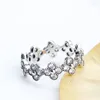 Bagues de cluster 925 Sterling Silver Femmes Bague avec Clear CZ Fleurs empilables Couronne de destin pour femme Fine Bijoux