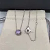 Amethyst Box Chain With Designer Luxury Halsband Sterling Dy Cable Classics Silver Pendant Halsband i och bana diamanter på Ahee Jewelers