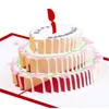 Cartes de voeux 3D -Up Gâteau d'anniversaire Carte Cadeaux d'anniversaire Carte postale Invitations Enfants Femme Femme Mari Cadeau