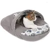 Kattbäddar kawaii bo vinter varm sovsäck tvättbar maskin säng grotta med kudde bekväm husdjur matt hund kudde