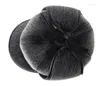 Berets Autumn Winter Baseball Cap Men Faux Hat Solid Flat Top Fitted Caps For Thick Warm Earflap Dad