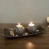 Portacandele classici Nuovo set di candelieri per tessitura di viti antiche Artigianato in resina di legno Candela per aromaterapia con decorazione Zen tranquilla