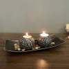 Kaarsenhouders antieke wijnstok weven kandelaar set houten hars ambachten huis stille zen -decoratie aromatherapie kaars