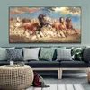 Large White Running Horses Canvas Painting Oversized Modern Animal Poster and Print Wall Art Picture for Living Room Home Decor